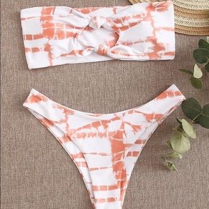 SHEIN Tie Dye Knot Bandeau Bikini